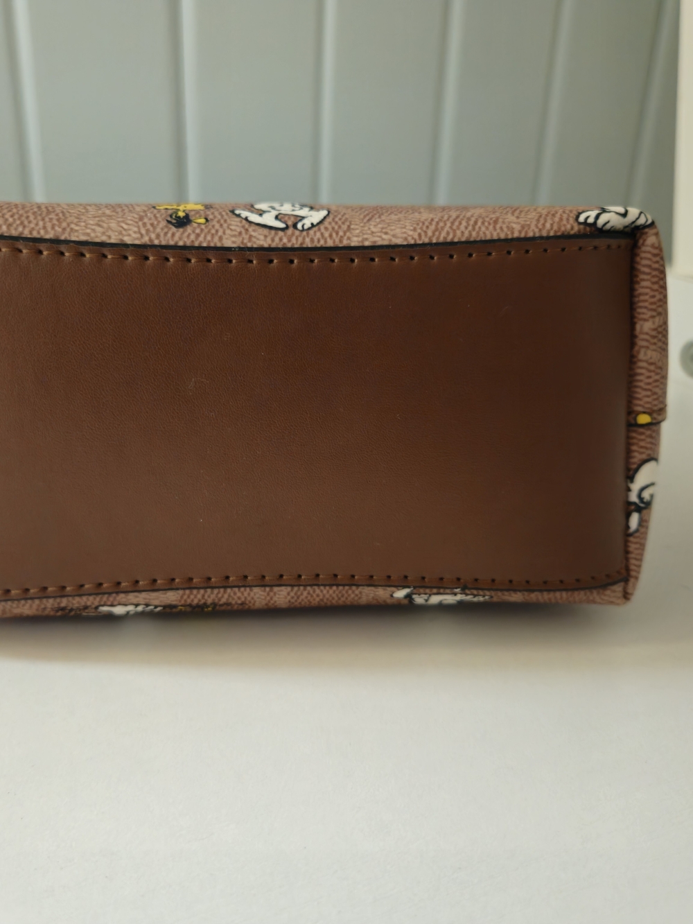 COACH Mini Tote in Brown with Snoopy & Yellow Woodstock Accents - Picture 6 of 7